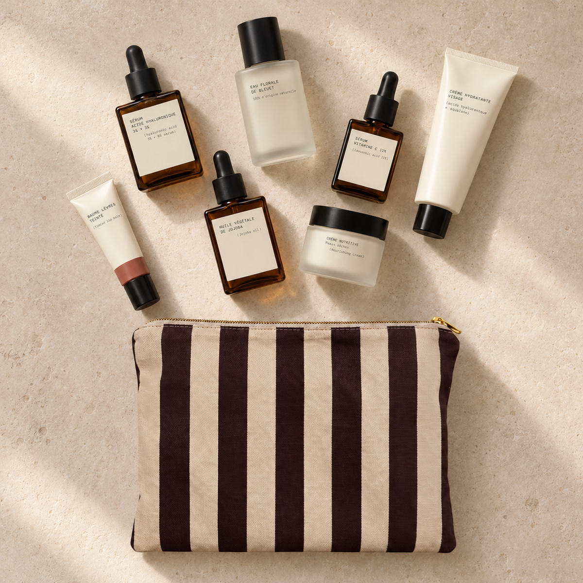 Beautybag braun beige mit Essentials