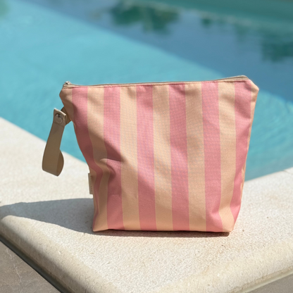 Aquabella Wetbag Pfirsich Rosa gestreift wasserabweisende Nasstasche für Kita, Schwimmbad und Reisen von anniway