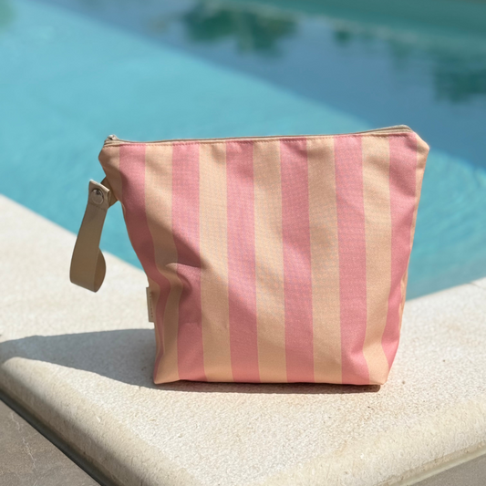 Aquabella Wetbag Pfirsich Rosa gestreift wasserabweisende Nasstasche für Kita, Schwimmbad und Reisen von anniway