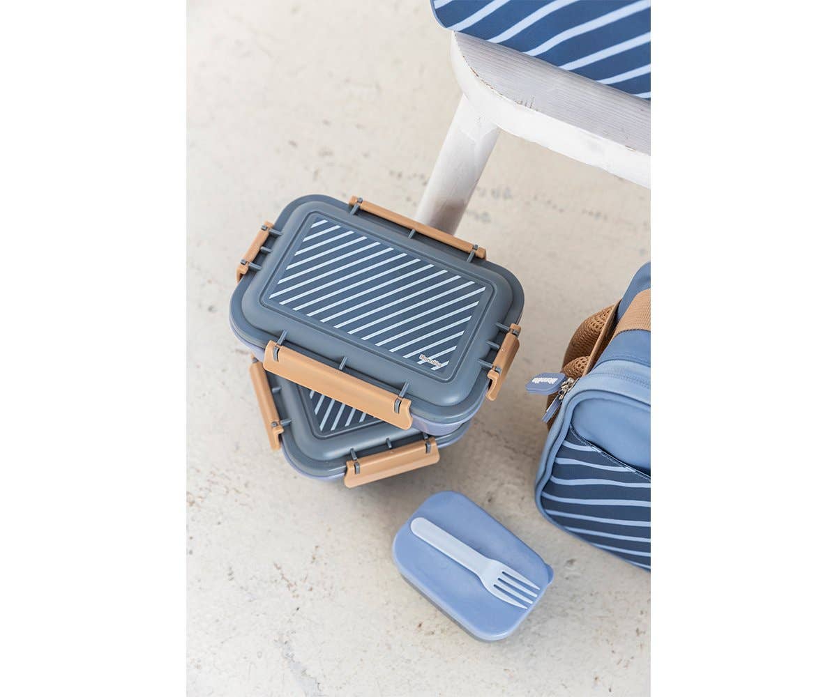 Kinder-Lunchbox Streifen Blau