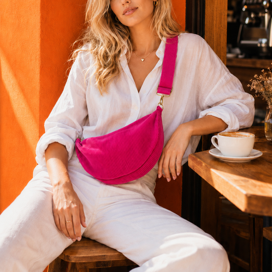 Luna Bag CORD Pink SilberUmhängetasche ANNIWAY Lieferzeit ca. 2 Wochen